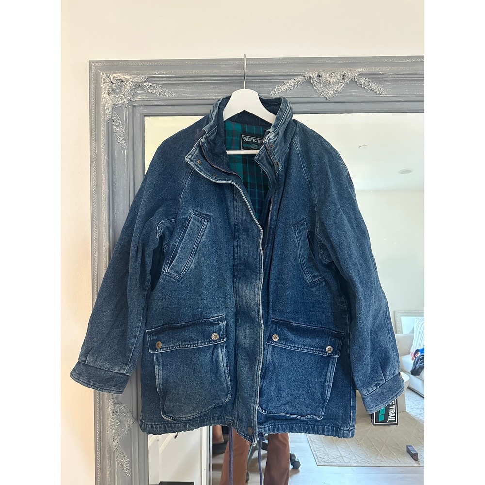 Pacific Trail Vintage Denim Field Jacket Flannel Lined Utility Coat Deadstock S - Picture 4 of 12